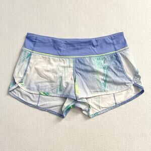 Lululemon Women Run Speed Shorts Wind Chill White Lullaby Ray Light Blue Print 6